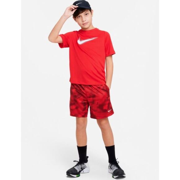 Nike Big Boys Dri-fit Multi+ Logo-Print Training T-Shirt - University Red/white - Picture 4 of 4